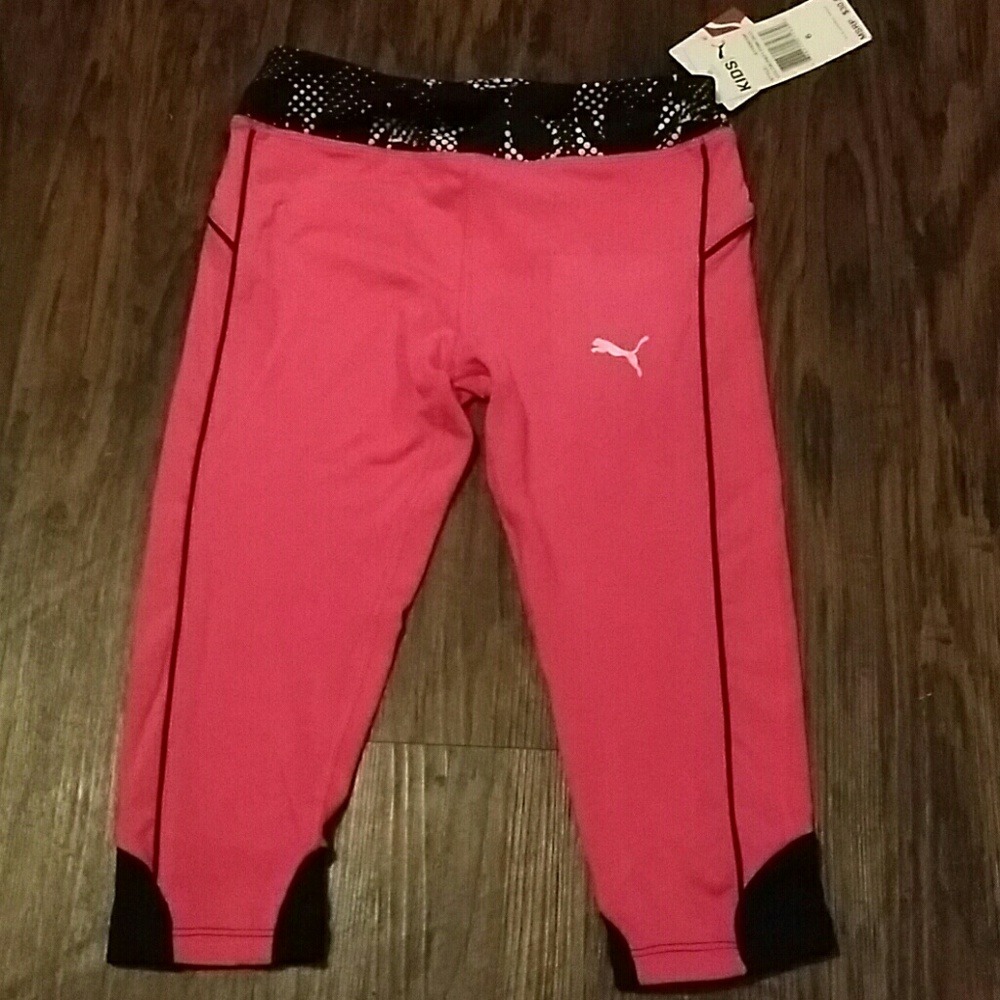 Kids Puma Pink Glow Capri Yoga Pants (Brand New)